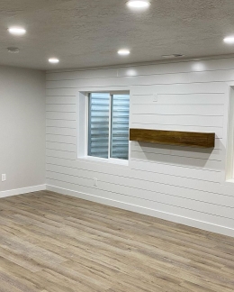 Image of Basement Floors Shelf Windows And Canned Lights